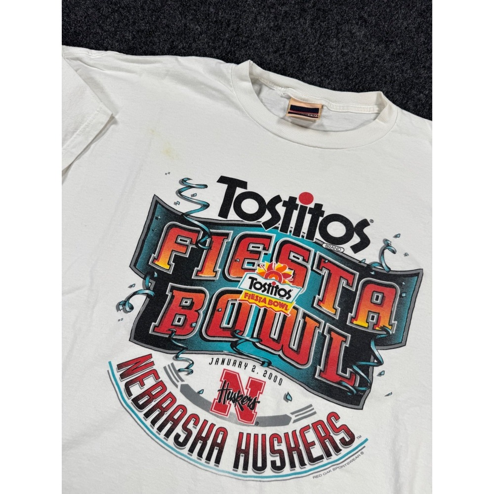 VTG 2000 Tostitos Fiesta Bowl Nebraska Huskers T Shirt XXL Red Oak USA